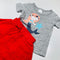 Set Grey T-Shirt and Red Shorts