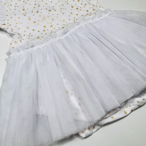 BNWT White Tutu Dress with Star Pattern Bodysuit