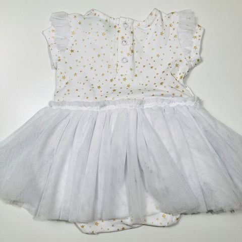 BNWT White Tutu Dress with Star Pattern Bodysuit