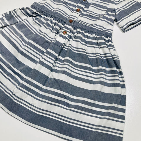 Short Sleeve Collared Striped Shirt Dress