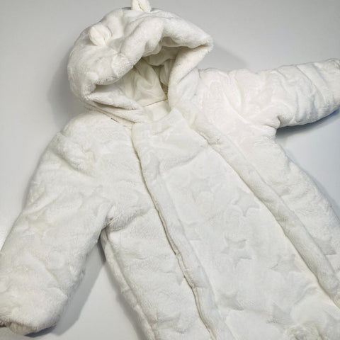 White Puffy Pram Suit Soft White Star