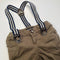 Olive Brown Pants with Navy Striped Suspenders