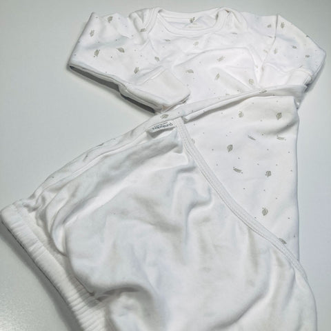 White Purebaby Long Sleeve Sleeping Swaddle