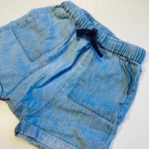 Blue Cotton Shorts with Draw String Waist