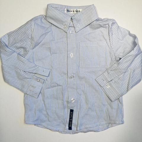 Blue and White Striped Button Up Shirt