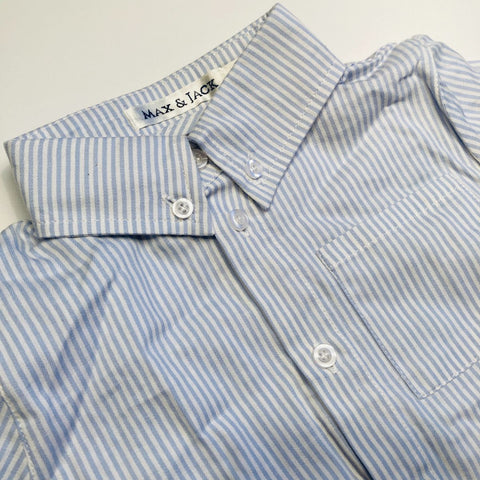 Blue and White Striped Button Up Shirt