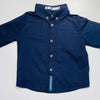 Navy Long Sleeve Collared Button Up Shirt
