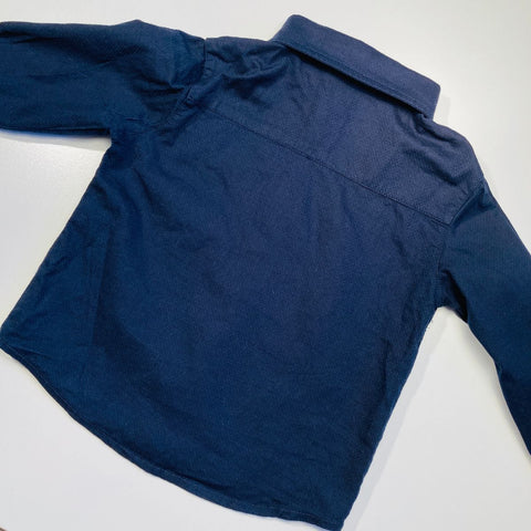 Navy Long Sleeve Collared Button Up Shirt