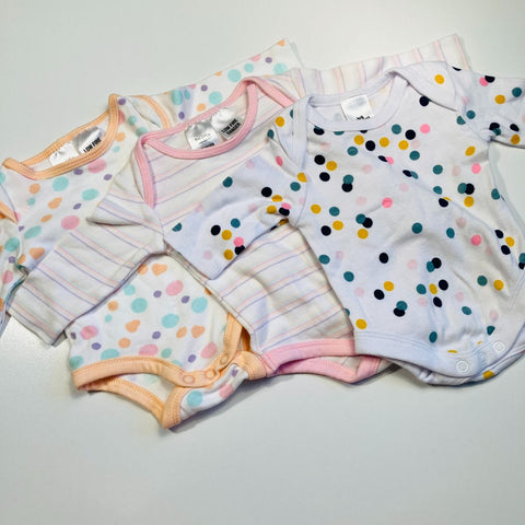 Bundle Long Sleeve Bodysuit x 3 Size 0000