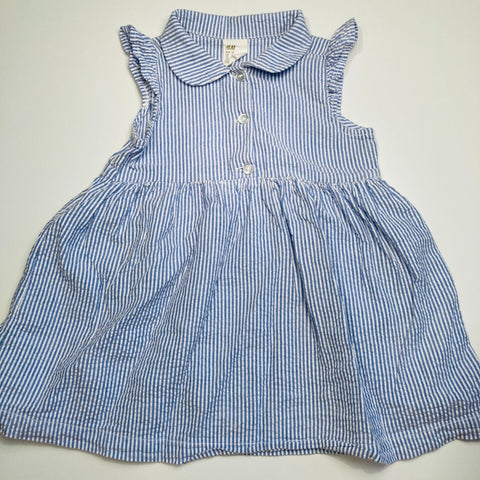 Light Blue and White Striped Dress with Cute Collar