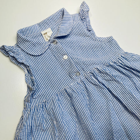 Light Blue and White Striped Dress with Cute Collar
